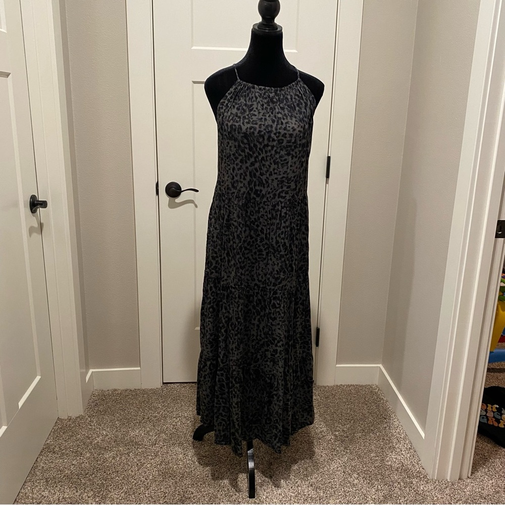 Old Navy Black Animal Print Maxi Dress